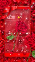Red Lovely Flower Rose Romantic Theme capture d'écran 1