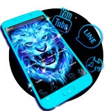 Lion Neon Blue Theme icône