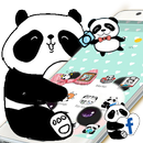 APK Cartoon Panda Pink Bow Cute Green Themes Desktop