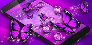 紫色蝴蝶閃閃發光的主題