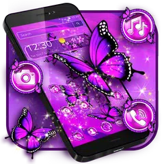 Скачать Фиолетовые бабочки Sparkle Темы APK