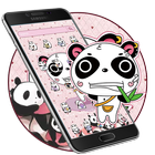 Pink cute panda cartoon theme আইকন