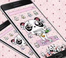 Pink cute panda cartoon theme পোস্টার