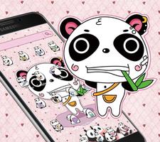 Pink cute panda cartoon theme স্ক্রিনশট 1