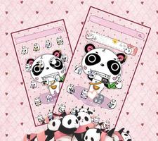 Pink cute panda cartoon theme syot layar 2