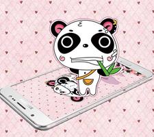 Pink cute panda cartoon theme syot layar 3