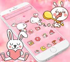 Love Rabbit Pink Theme Cute Bunny Iconpack poster