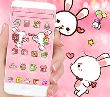 Love Rabbit Pink Theme Cute Bunny Iconpack syot layar 1