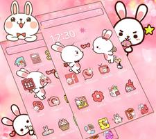 Love Rabbit Pink Theme Cute Bunny Iconpack ภาพหน้าจอ 2