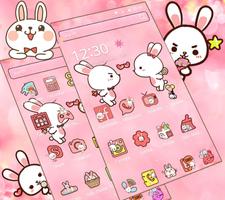 Love Rabbit Pink Theme Cute Bunny Iconpack syot layar 2