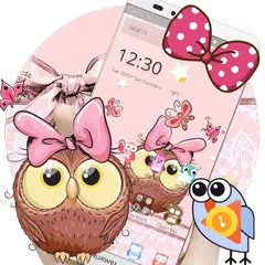 download Cute Cartoon Owl Bowknot Theme APK