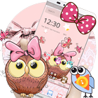 Cute Cartoon Owl Bowknot Theme আইকন