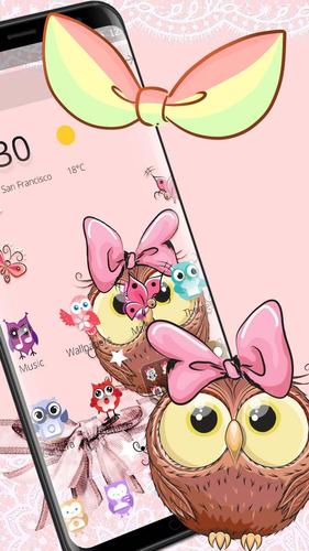 لطيف الكرتون البومة Bowknot الموضوع For Android Apk Download