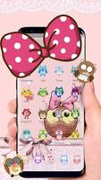 Cute Cartoon Owl Bowknot Theme ภาพหน้าจอ 1