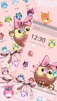 Cute Cartoon Owl Bowknot Theme ảnh chụp màn hình 2