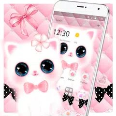 Cute Pink Water Eyes Kitty Theme APK Herunterladen