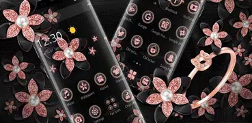 Pink Gold Flower Black Luxury Theme