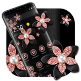 Pink Gold Flower Black Luxury Theme icône