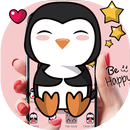 Pink Cute Penguin Cartoon Theme APK