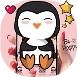 Pink Cute Penguin Cartoon Theme