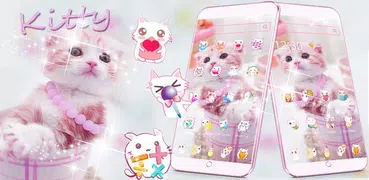 Розовая Кот милый кошка тема Pink Cat Cute Kitty