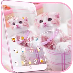 download Rosa gatto carina gattino tema Pink Cat Cute Kitty APK