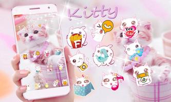 Rose chat mignon minou theme Pink Cat Cute Kitty capture d'écran 1