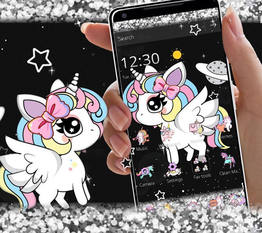 Glitter Galaxy Cute Rainbow Unicorn Theme For Android Apk