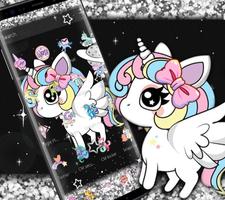 Glitter Galaxy Cute Rainbow Unicorn Theme Ekran Görüntüsü 1