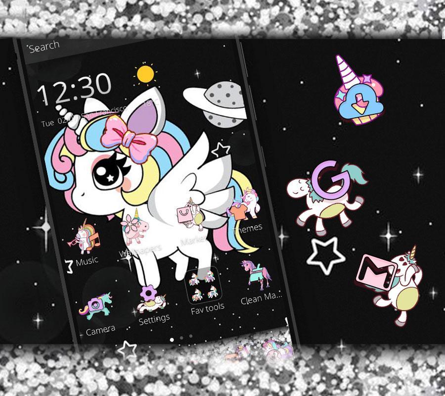 Glitter Galaxy Cute Rainbow Unicorn Theme For Android Apk Download