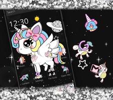 برنامه‌نما Glitter Galaxy Cute Rainbow Unicorn Theme عکس از صفحه