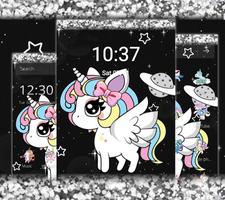 Glitter Galaxy Cute Rainbow Unicorn Theme Ekran Görüntüsü 3