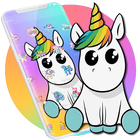 Cute Colorful Cartoon Unicorn Theme आइकन