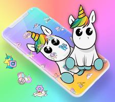 Cute Colorful Cartoon Unicorn Theme स्क्रीनशॉट 1