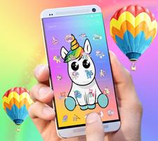 Cute Colorful Cartoon Unicorn Theme स्क्रीनशॉट 3