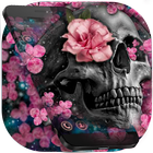 Pink Blossom Skull Theme icône