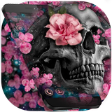 Pink Blossom Skull Theme ikona