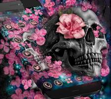 Pink Blossom Skull Theme capture d'écran 1