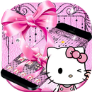 Pink Kitty Silken Bowknot Theme APK