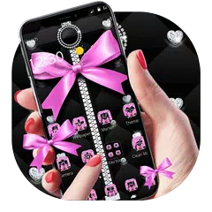 Pink Black Minny Bowknot Theme アプリダウンロード