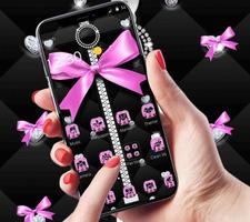 Pink Black Minny Bowknot Theme постер