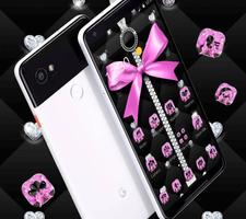 برنامه‌نما Pink Black Minny Bowknot Theme عکس از صفحه