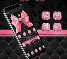 برنامه‌نما Pink Bowknot Diamond Leather Theme عکس از صفحه