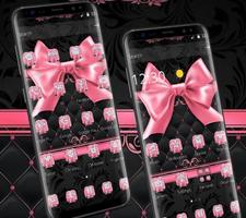 برنامه‌نما Pink Bowknot Diamond Leather Theme عکس از صفحه