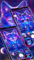Neon Wolf Galaxy Launcher Theme poster