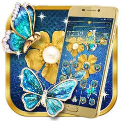download Tema delle farfalle scintillanti d'oro di lusso APK