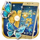 Thème de papillons pétillants de luxe or APK