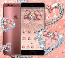 Rose Gold Glitter Diamond Theme Affiche