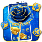 Beautiful Blue Gold Rose Theme icône