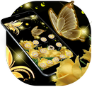 Golden Butterfly Flowers Theme APK